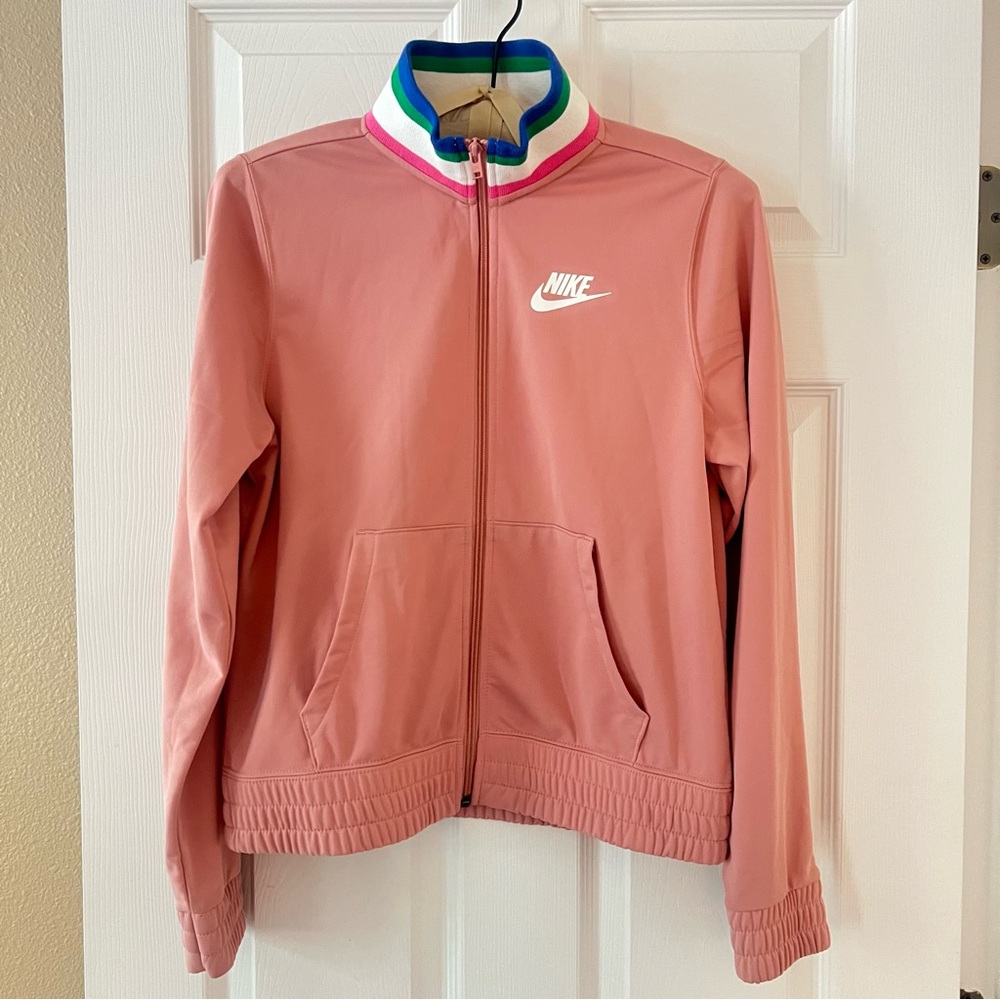Nike Women’s Jacket in Pink Blush with Multicolor Collar - Size XS